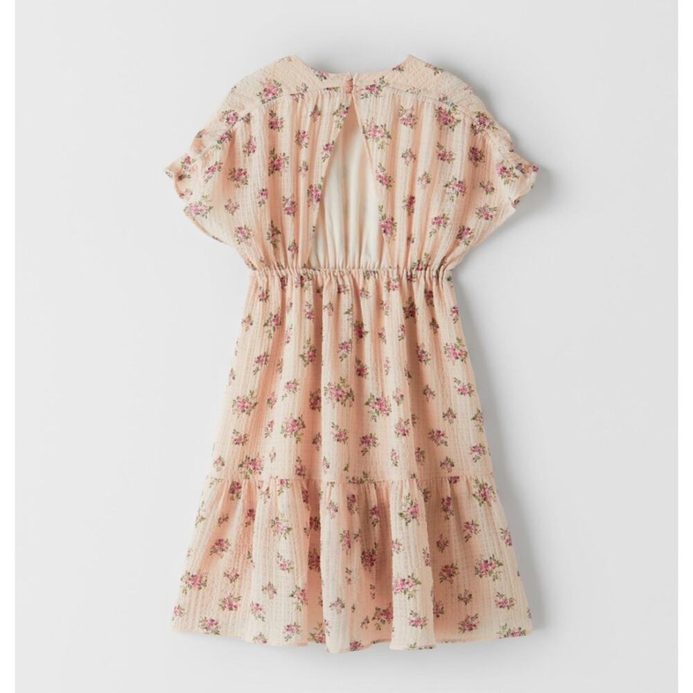 Zara girls floral crinkled dress with back cutout size 10 - Picture 2 of 3